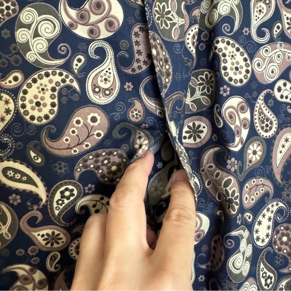 Neiman Marcus Shirt Size XXL Blue Tan Paisley Contrast Cuff Long Sleeve - Picture 10 of 16